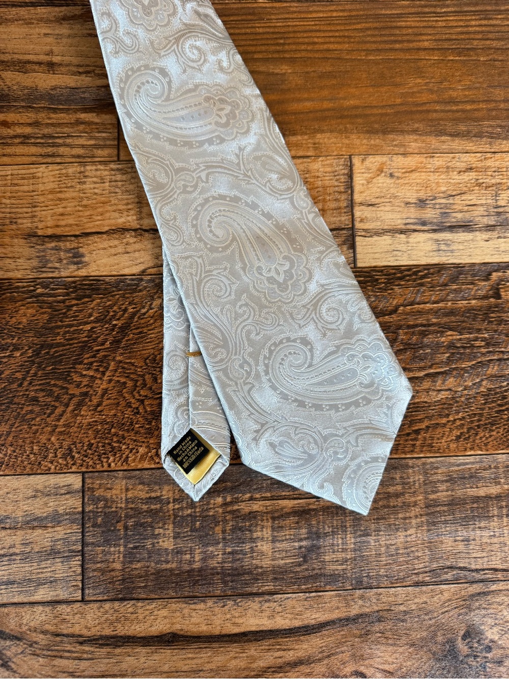Donald J. Trump Signature Collection Silk Paisley Tie Light Blue Gray Gold